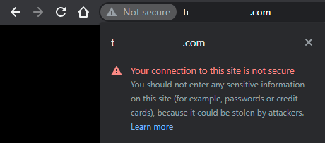 Google Chrome website security warning
