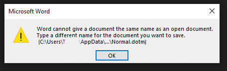 Word - Save As error