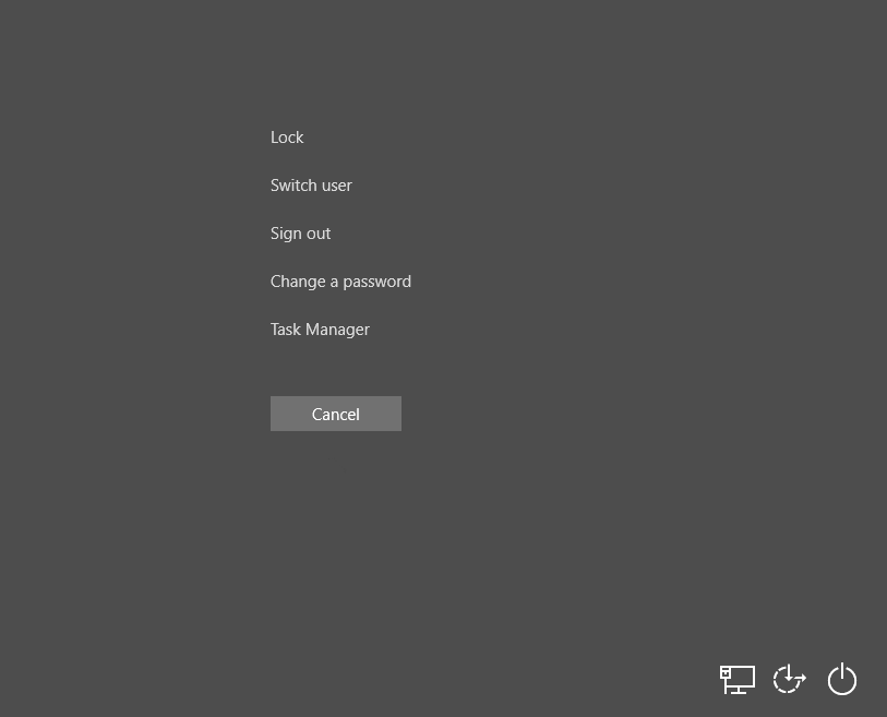 Windows Security Screen - Ctrl + Alt + Delete