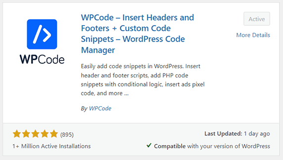 WpCode plugin install 
