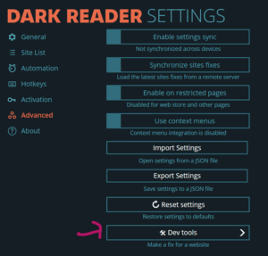 Dark Reader Settings