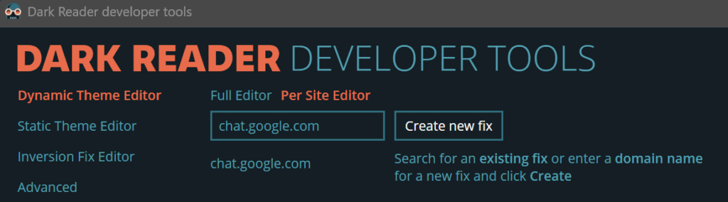 Dark Reader Developer Tools